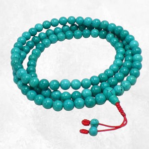 mala tibetain en véritable turquoise naturelle