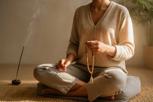 comment méditer avec un mala en bois