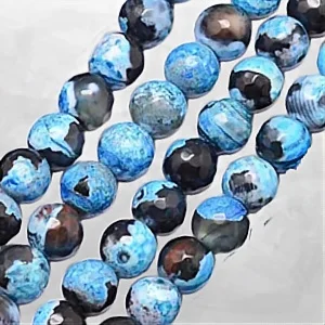 Imitation agate de feu bleue aux reflets métalliques