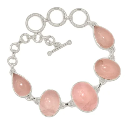 Bracelet en quartz rose tendre, pierre de douceur