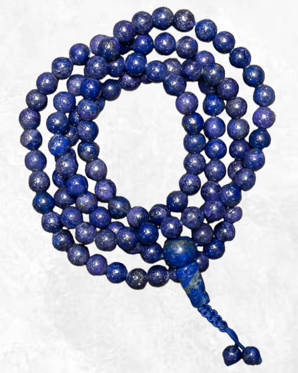 mala en lapis lazuli authentique avec perle du guru