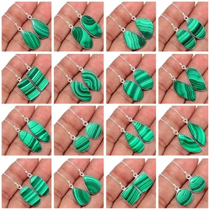 boucles d'oreilles argent malachite
