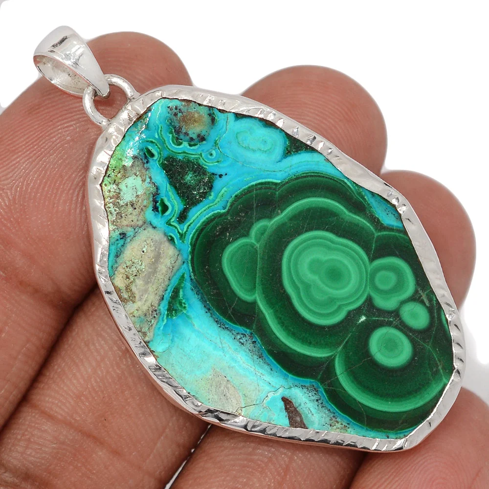 pendentif malachite chrisocolle tranche