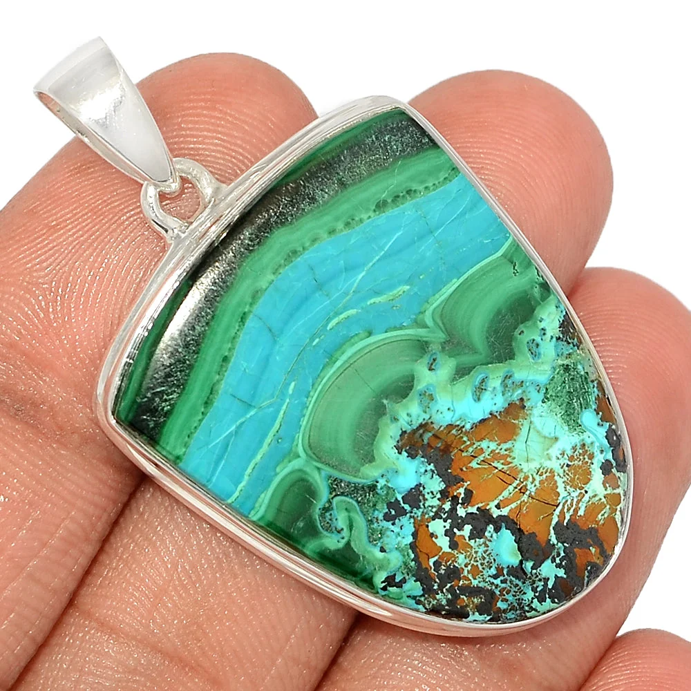 bijoux pendentif malachite chrysocolle