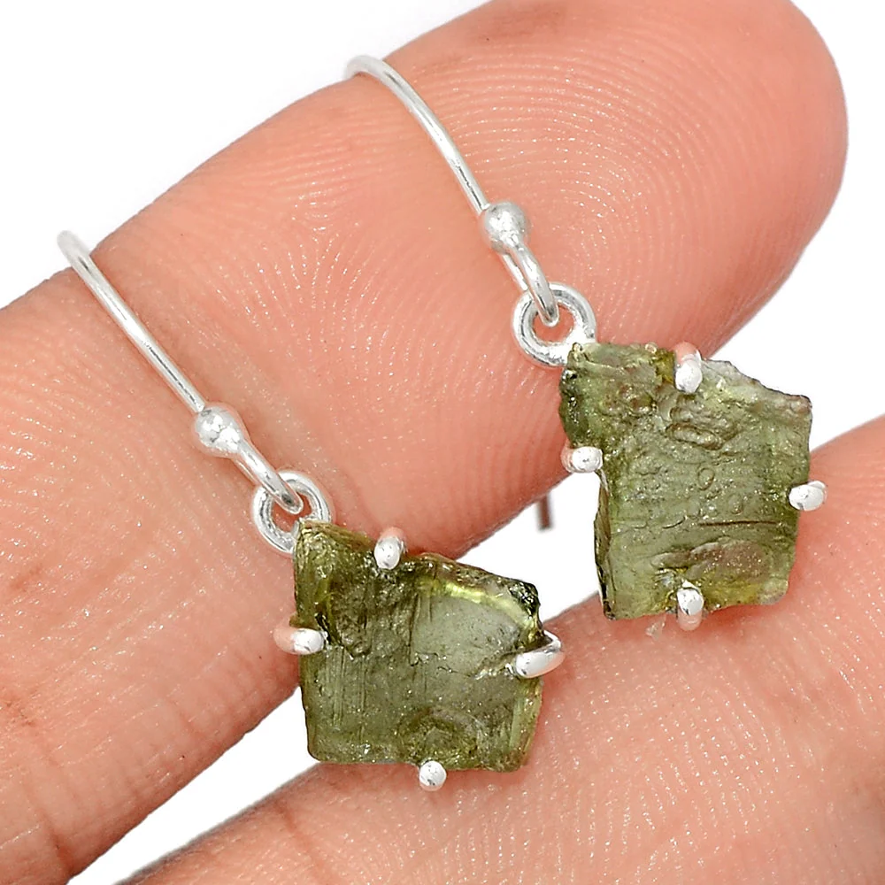 BOUCLES d'oreilles moldavite argent 925