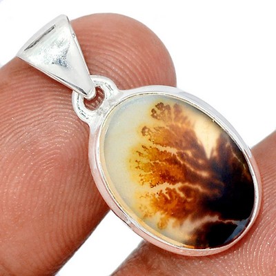 Pendentif argent agate scenique
